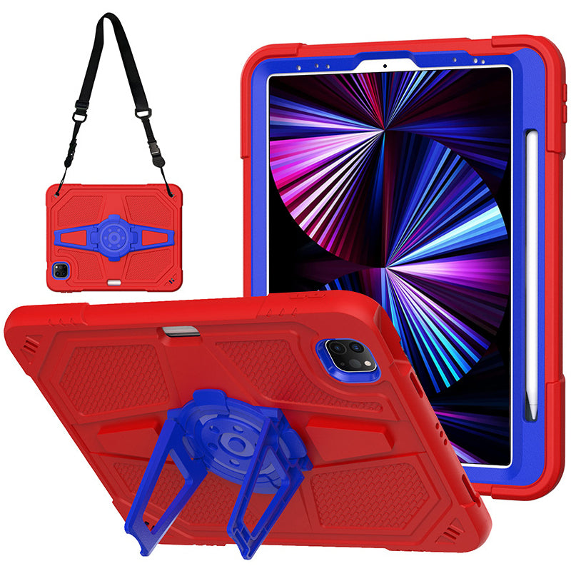 For iPad Air (2020) / (2022) / iPad Pro 11 (2020) / (2021) / (2022) Case PC+Silicone Kickstand Cover with Shoulder Strap For iPad Air (2020) / (2022) / iPad Pro 11 (2020) / (2021) / (2022) Case PC+Silicone Kickstand Cover with Shoulder Strap